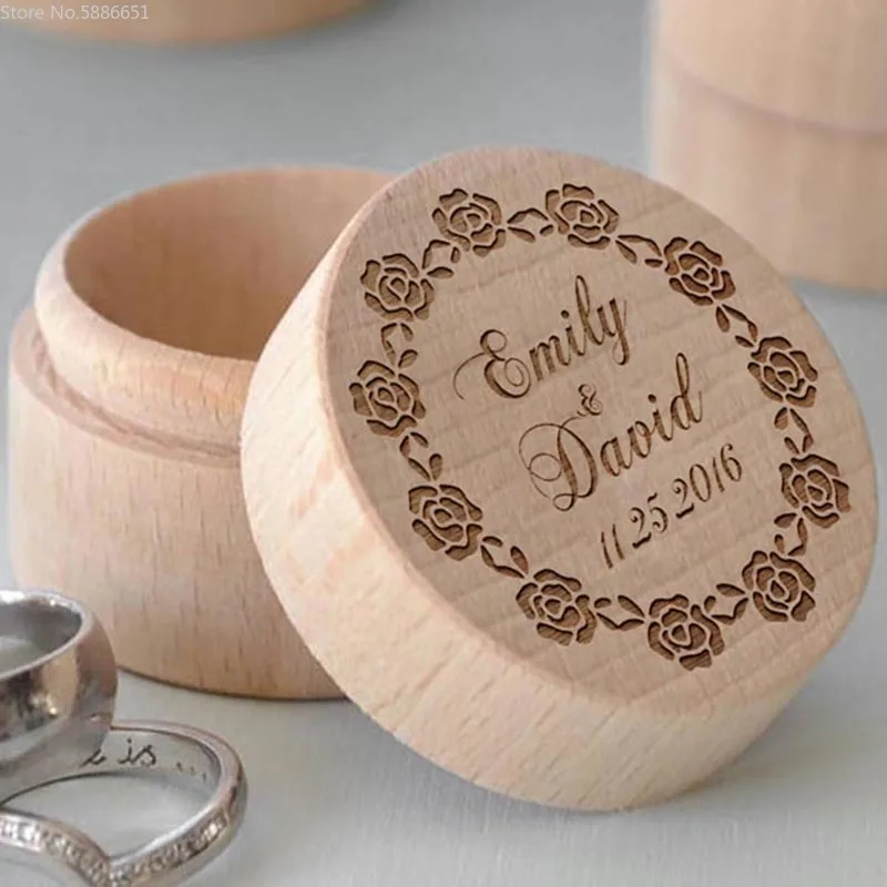 1pcs Wedding Wooden Holder Proposed Unique Gift Party Custom Logo Ring Box  Wedding Favors  Bridesmaid Gift