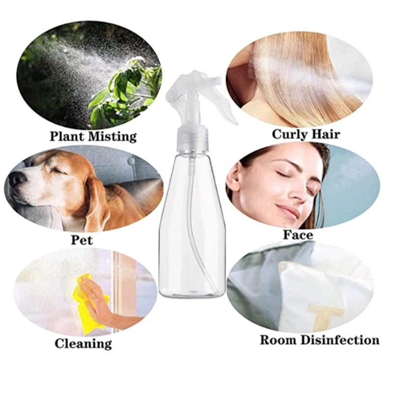 

1/5Pcs 200ml Clear Empty Spray Bottle Refillable Hair Fine Mist Trigger Sprayer E65F