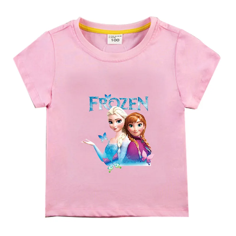 Новинка летняя футболка с мультяшным героем Диснея Холодное сердце Анна Эльза