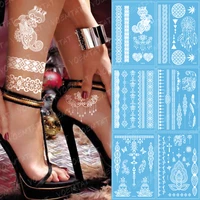 1 piece indian arabic designs tatto lace flash tribal bride white henna tattoo paste fake tatoo sticker girls body art hand