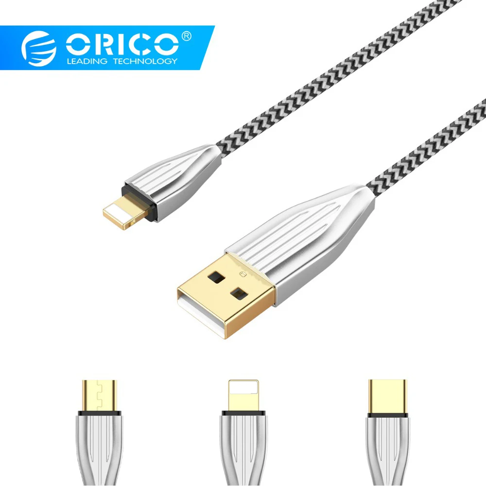 ORICO KTM1 USB кабель плетеный портативный кабель зарядка для мобильного телефона 2.1A Быстрая зарядка кабель для передачи данных для iPhone планшета