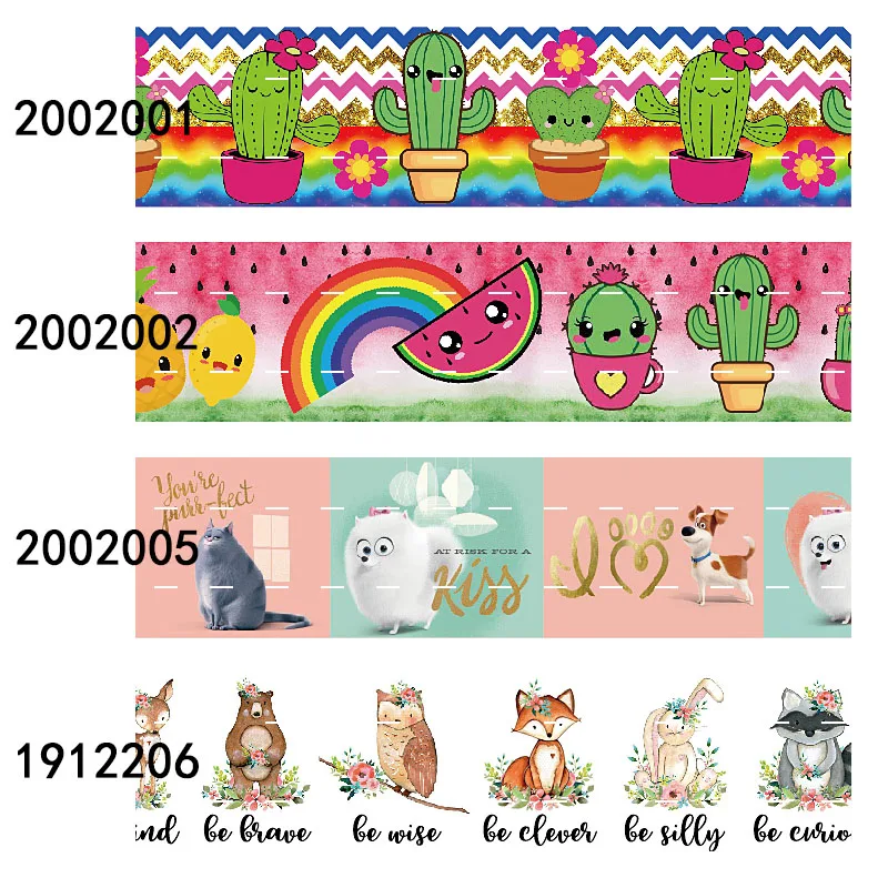 

Printe cactus cute animal grosgrain ribbon 50yards FLRARIBBONS 22mm 38mm 75mm