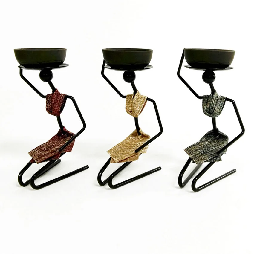

Creative Metal Candlestick Abstract Character Candle Holder Retro Candlestick Holder for Candlelight Dinner Table Decoration