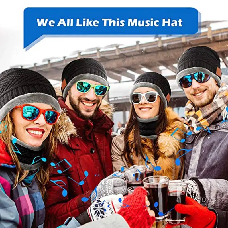 

Outdoor Warm Smart Woolen Hat Running Tool Hands-Free Music Earphone Winter Beanie Earphone Hat Wireless Bluetooth V5.0