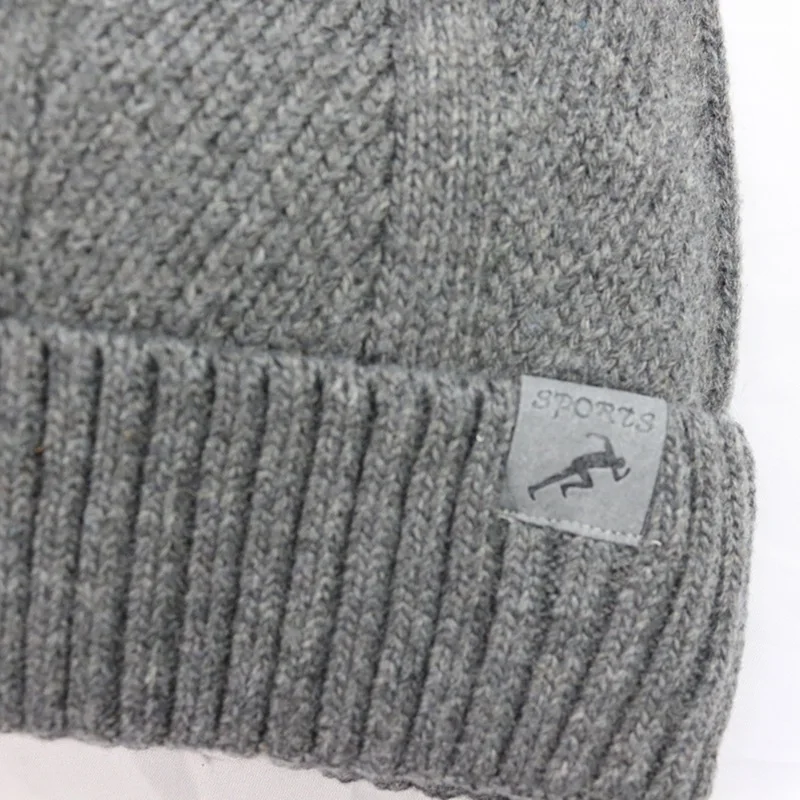 

Unisex Winter Warm Hat Fashion Casual All-match Concise Solid Color Sports Label Decoration Knitted Beanie Hat Cap Stretchy Hats