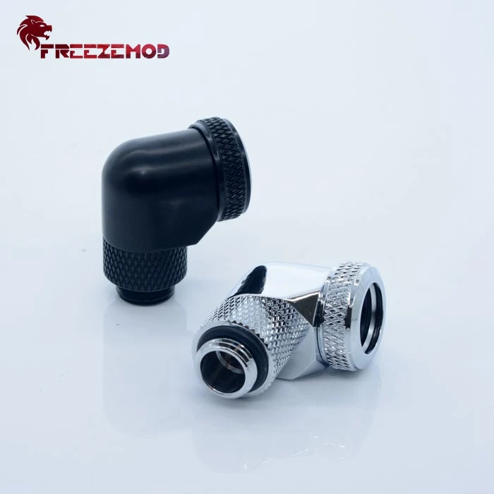 FREEZEMOD латунь резьба 90 градусов 360 Поворотный фитинг адаптер 14 мм Жесткая трубка G1/4 компьютер pc кулер для воды фитинг. YGKN-L90