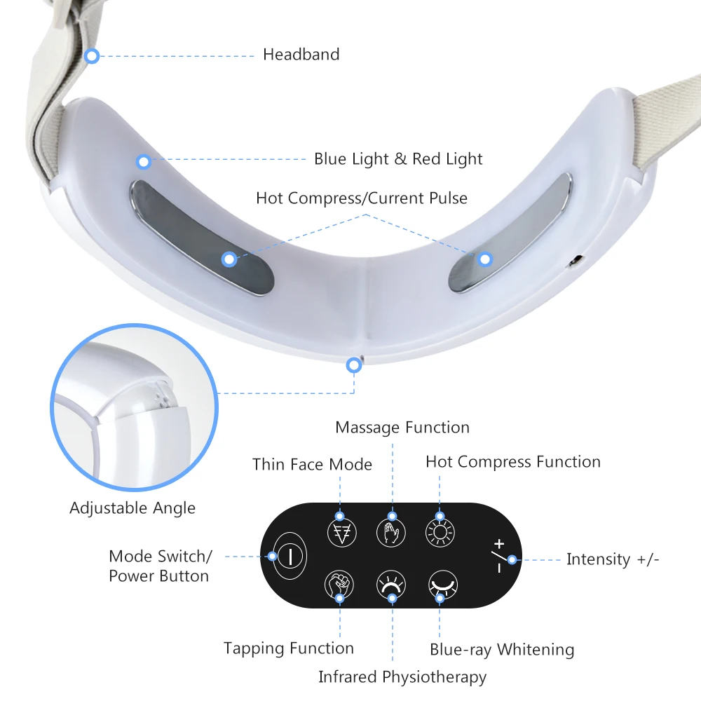 

Chin V-Line Tape Face Lift Belt Blue Red LED Photon Therapy Galvanic Massage Facial Lifting Device ems rf Slimming Skincare