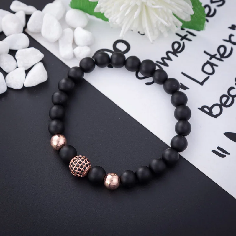 

Hot Sale Cubic Zircon Charms Bracelets Natural Stone Beaded Bracelet DIY Couples Jewelry Making Man Women Fashion Model
