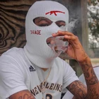 Модная вышитая Балаклава AK47 Gun, лыжная маска для лица, закрывающая все лицо Лыжная маска, двойная термальная вязаная шапка для зимних видов спорта на открытом воздухе