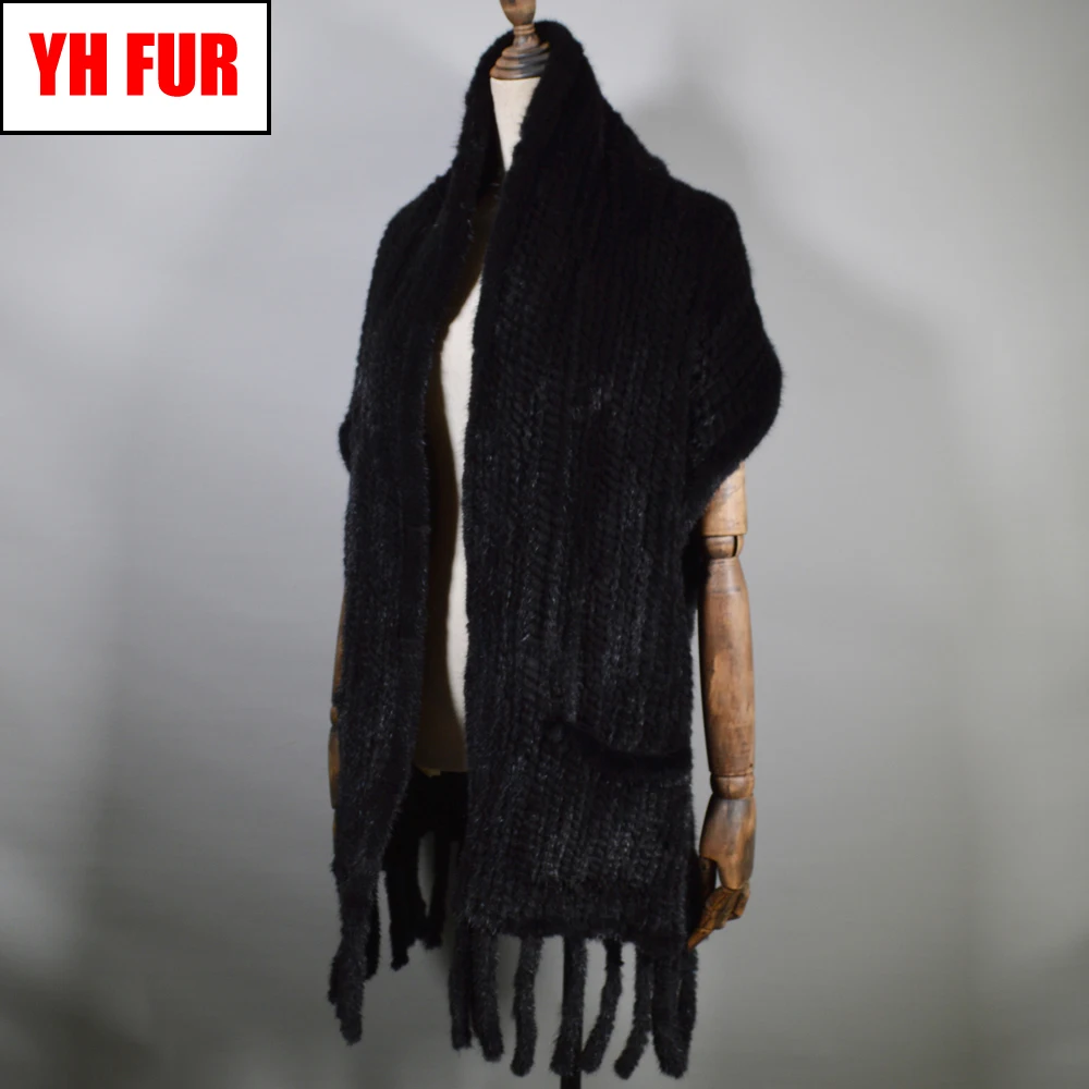 2020 зимние Лидер продаж леди длинный Стиль натуральный мех норки меховой шарф для