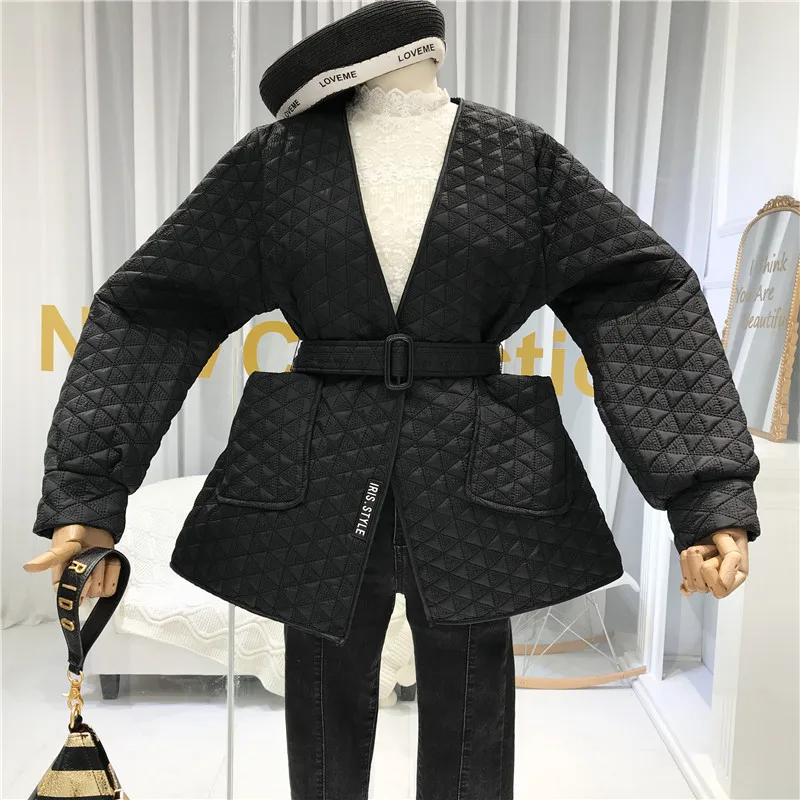 Женское Стеганое пальто ALPHALMODA в ретро-стиле с ремнем на завязках свободного кроя