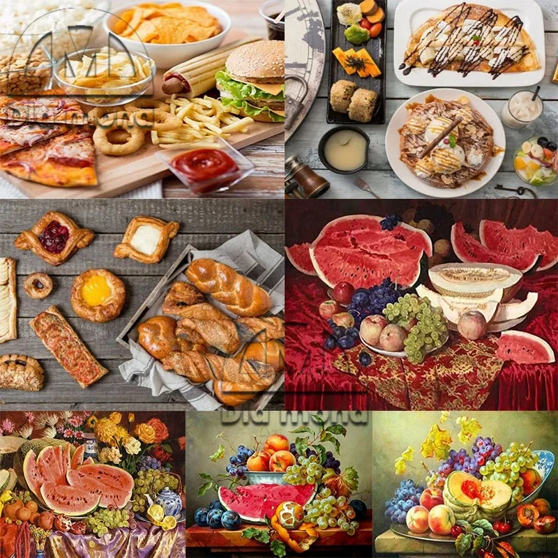 

5D Diy Diamond Embroidery Painting Food Fruit Decor for Kitchen Picture Rhinestones Diamond Painting Mosaic Wall Art Home Decor