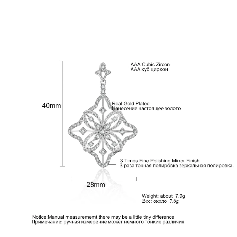 Новинка серьги-подвески ZAKOL с медными цирконами полые цветы игольчатые серьги