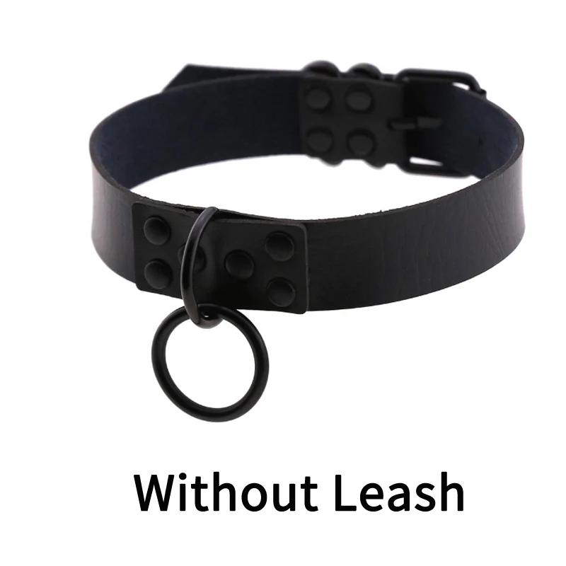 black without leash Сексуальный панк-чокер, кожаный чокер, связывание, косплей, готическое украшение для женщин, готическое ожерелье, аксессуары Harajuku - Окраска металла: black without leash