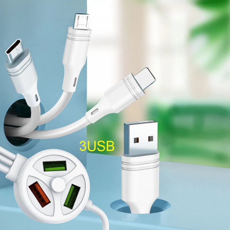 

TQUQ 6 in 1 Fast Charging Cable Type-C/Lightning/Micro 3in1 Cables with USB Type C Charger for iPhone iPad Samsung Xiaomi Huawei