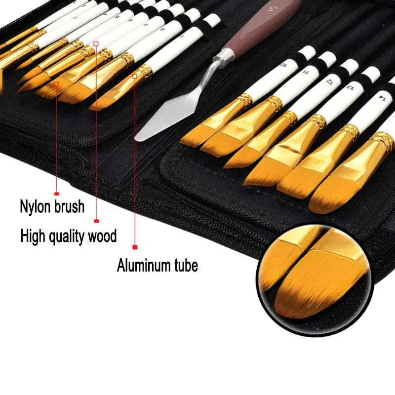 Кисть для рисования акварелью 15 шт. скребок губка-1