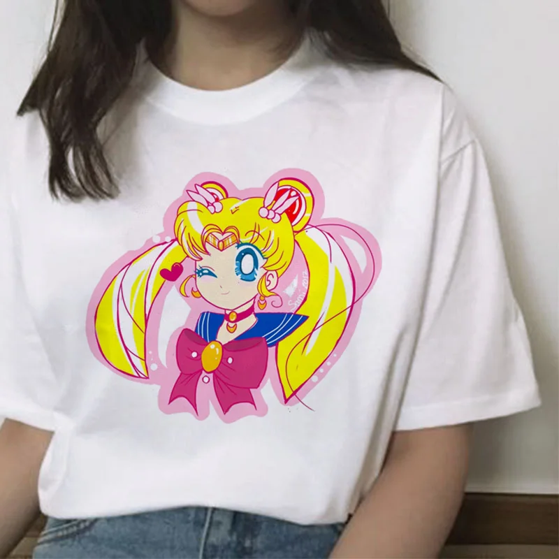 Сейлор Мун кавайная футболка кошка harajuku Женская ulzzang футболка корейский Графический Топ мультяшная Футболка короткий рукав женская забавная - Цвет: 20897