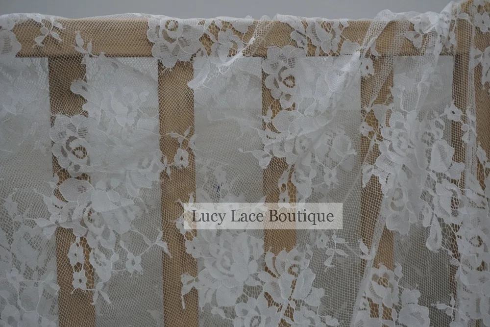 Lucy Lace Boutique 150x300 см/шт. Хорошее качество свадебное платье кружевная ткань с белыми и черными цветами ресницы кружева шантильи