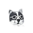 Подходят для оригинальных браслетов Pandora Симпатичные черные глазури Сердце Глаза Французский бульдог Собака Бусины DIY Ювелирные изделия для женщин браслет аксессуары