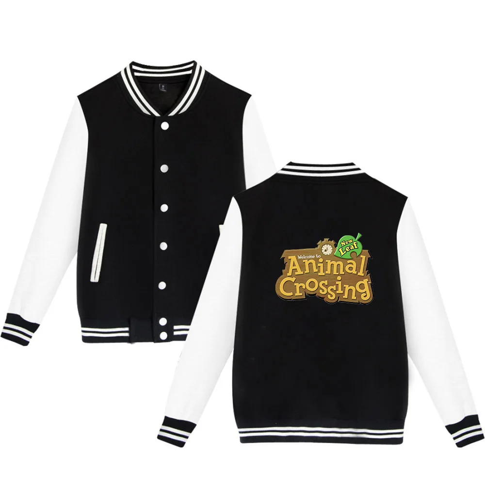 

Animal Crossing Baseball Uniform Fleece Jacket Women Men Harajuku Streetwear Hip Hop Long Sleeve Tom Nook Pink Hoodie Sweatshirt