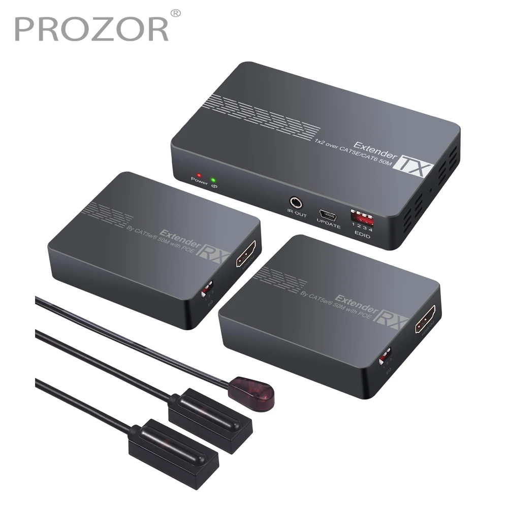 

HDMI-совместимый расширитель разветвитель 1 передатчик на 2 приемника по Ethernet Cat6/7 до 50 м с ИК EDID 1080P @ 60 Гц AV сигналы