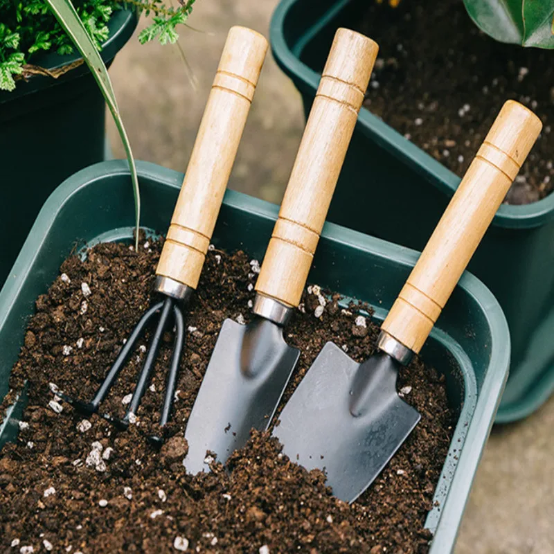 

Mini Gardening Tools Balcony Home-grown Potted Planting Flower Spade Shovel Rake Digging Suits Practical 3PCS/Set Garden Tools