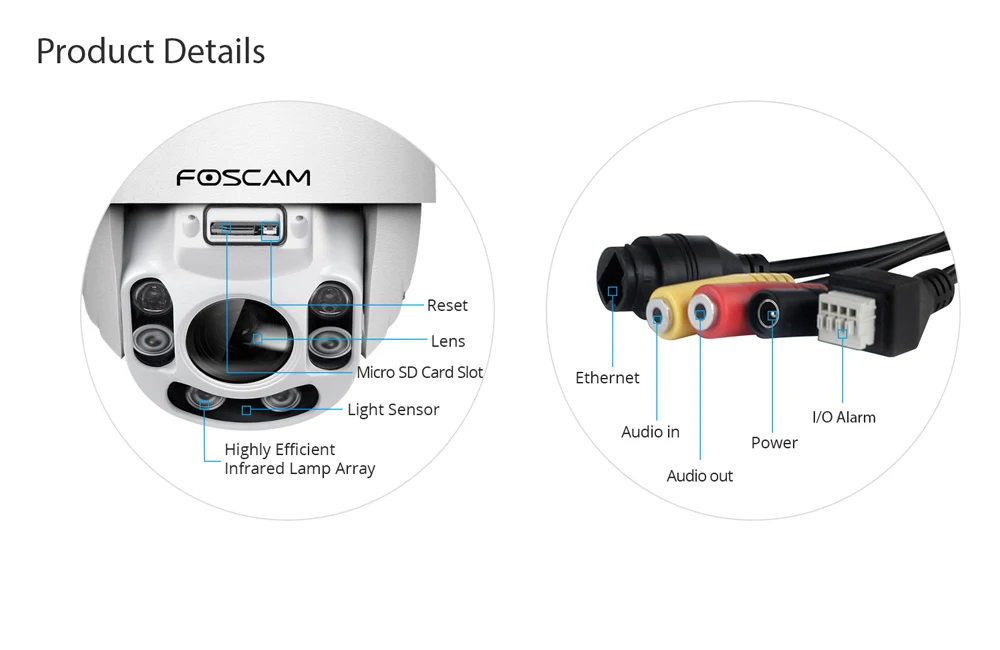 Foscam FI9928P наружная PTZ 4x оптический зум HD 1080P WiFi камера безопасности Беспроводная ip-камера с ночным видением до 196ft