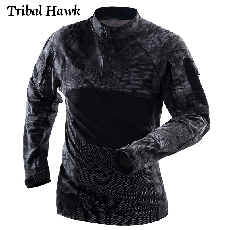 Футболка мужская камуфляжная тактическая эластичная дышащая рубашка в стиле