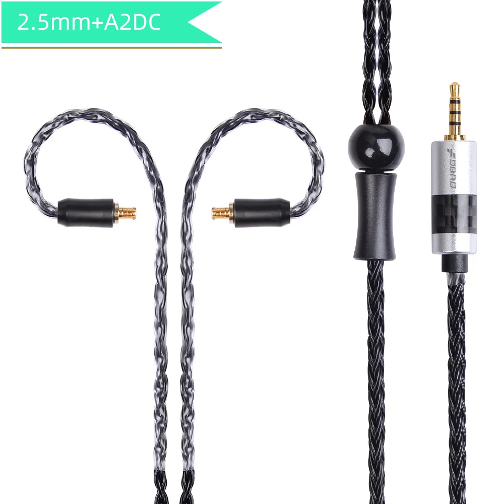 black 2.5mm A2DC FDBRO 16 ядер 2,5/3,5/4,4 мм с серебряным покрытием наушников обновления аудио провода наушники MMCX IE80 IM 2Pin 0,78 мм A2DC кабель SE425 SE535 - Цвет: black 2.5mm A2DC
