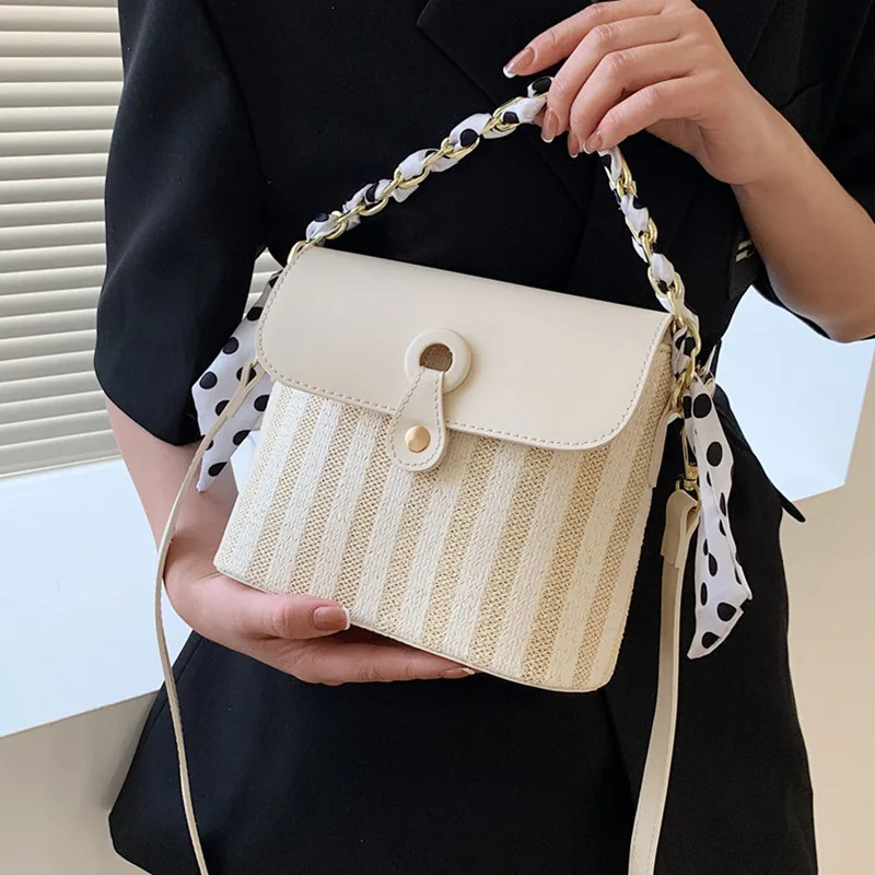 

Linen Flap Shoulder Bags for Women Small Chain Tote Handbag White Messenger Bag High Quality Pu Leather Female Crossbody Bag Sac