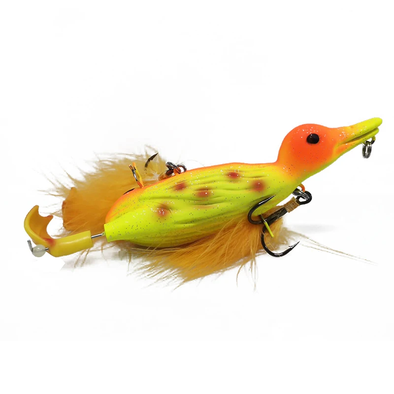 

LUTAC Floating Duck Fishing Lure 105mm 29g Artificial 3D Eyes Sea Bass Tackle Hard Plastic Bait With Feather Hook