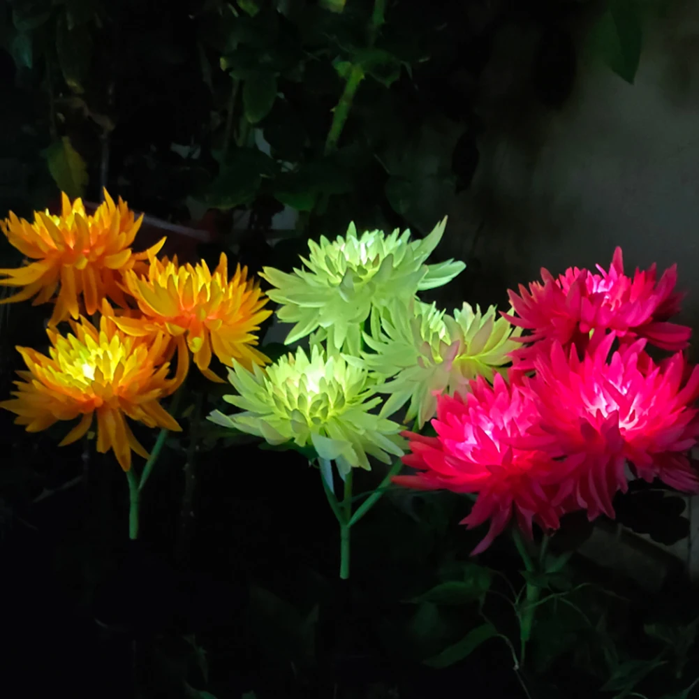 

2pcs LED Solar Light Simulation Chrysanthemum Flower Outdoor Waterproof Garden Lawn Stakes Lamps Yard Art Home Courtyard Dector