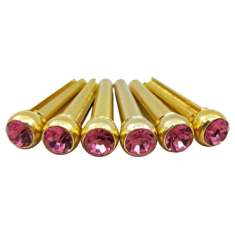 

6 Pieces Acoustic Folk Guitar Replacement Bridge Pins with Mazarine Crystal Dot Musical Instrument Parts