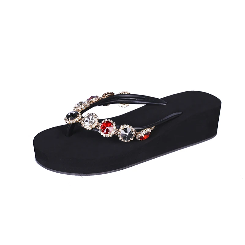 

New Women Slippers Rhinestone Crystal Flip Flops Home Outside Slipper Bling Beach Sandal Non-Slip Shoes Women Flat Causal Slides