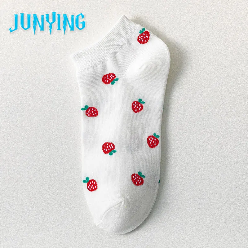 

New Product Ladies Sweet Socks Cotton Cartoon Fruit Japanese Soft Girl Strawberry Pattern Asakuchi Breathable Harajuku Casual