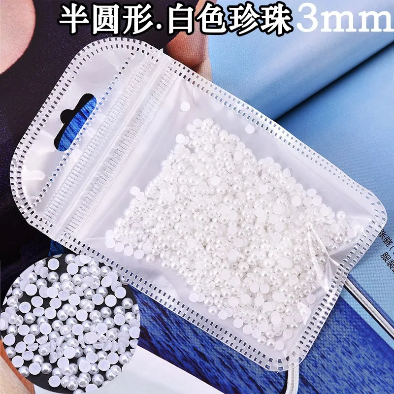 half white 3mm 950pc 100-1200 шт 2 3, 4, 5, 6,7 мм круглые половинки кремового белого жемчуга цвета слоновой кости с плоской задней стороной, блестящие драгоценные камни из смолы и акрила с плоской задней поверхностью для украшения ногтей - Цвет: half white 3mm 950pc