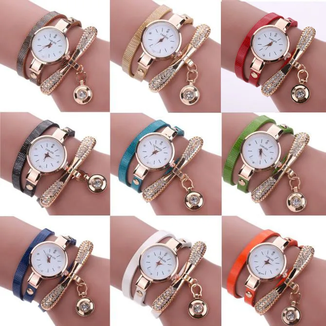 Модные женские часы кожаные Стразы аналоговые кварцевые наручные 2020 montres femmes 03