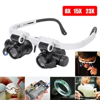 magnifying glasses head mounted loupe magnifier with led light jeweller magnifying glasses lens for inspecting repairing reading