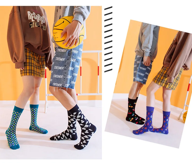 Скейтборд Chaussette Homme, Модные цветные женские носки с язычком, в европейском и американском стиле, в стиле хип-хоп, забавные носки Meias, Size36-42