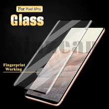 10PCS For Google Pixel 6 Pro 3D Full Tempered Glass Screen Protector fingerprint working black trim edge glue