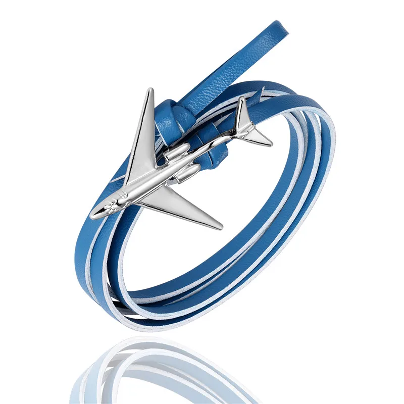 Silver Blue MKENDN модный многослойный амулет кожаный браслет с якорем для мужчин и женщин в морском стиле с металлическими спортивными крючками - Окраска металла: Silver Blue