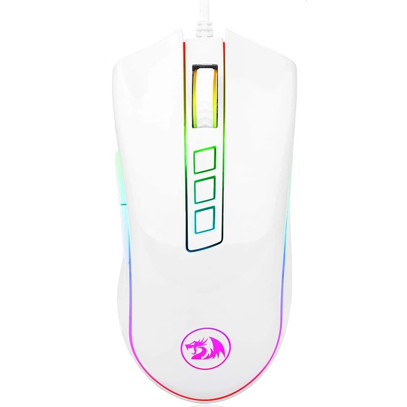 

Redragon M711 Cobra Gaming Mouse 16.8 Million RGB Backlit 10000 DPI Adjustable Comfortable Grip 7 Programmable Buttons White