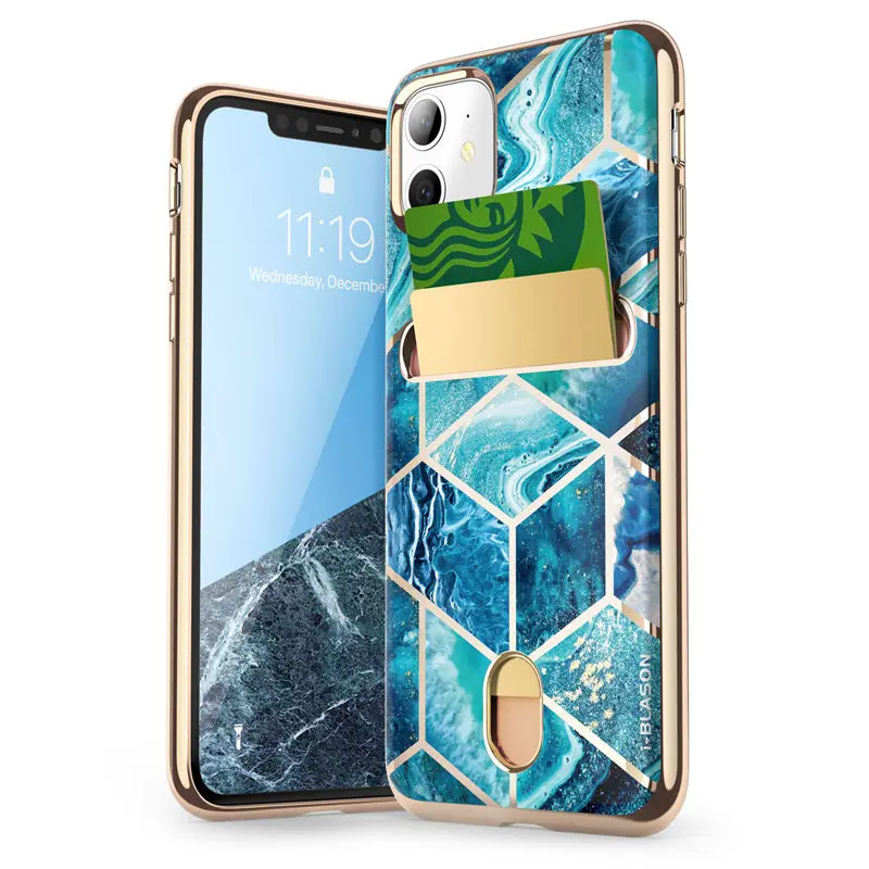 

Женский чехол для iPhone 11, чехол 6,1 дюйма (выпуск 2019 года), кошелек Cosmo, тонкий дизайнерский чехол-бумажник с мраморным рисунком, задняя крышка д...