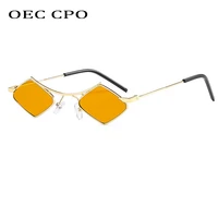 oec cpo punk small square sunglasses women fashion cat eye sun glasses female shade glasses men retro yellow colors oculos uv400