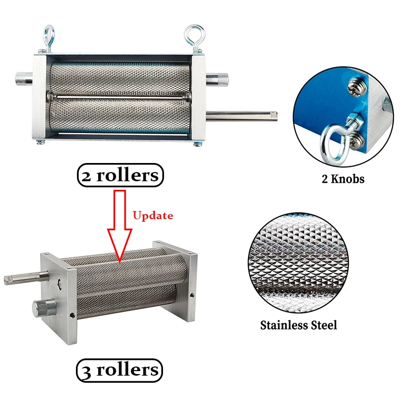 Новое обновление 3 ролик Нержавеющая сталь Ячменный Солод мельница Дробилка