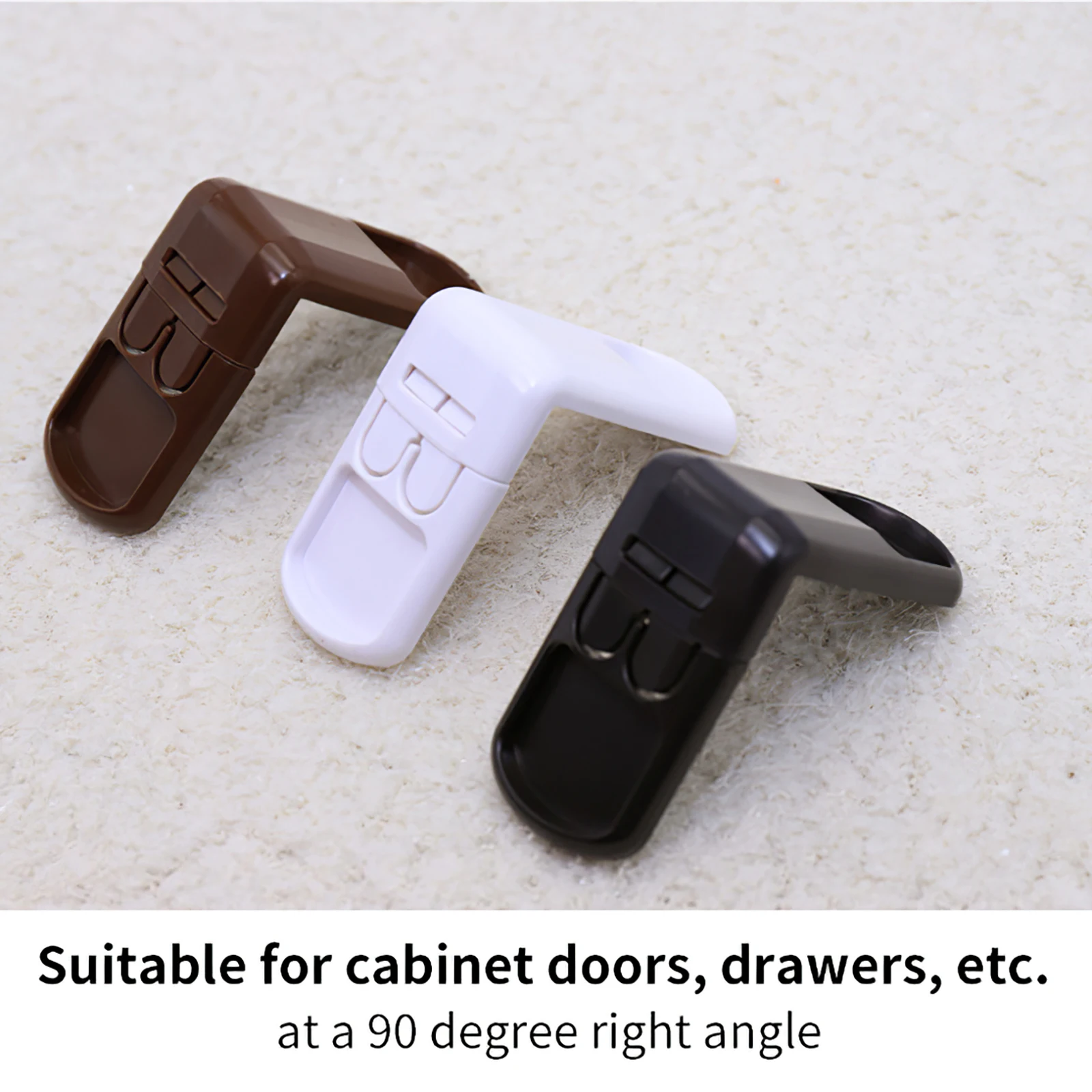 

Multifunctional Child Safety Drawer Lock Double Button 90 Degree ABS Wardrobe Protector For Children's Kids Security Care