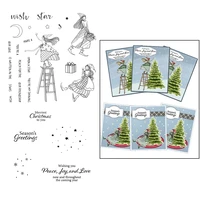 new christmas girl clear stamps metal cutting dies template for diy scrapbooking embossing album paper card craft stamps