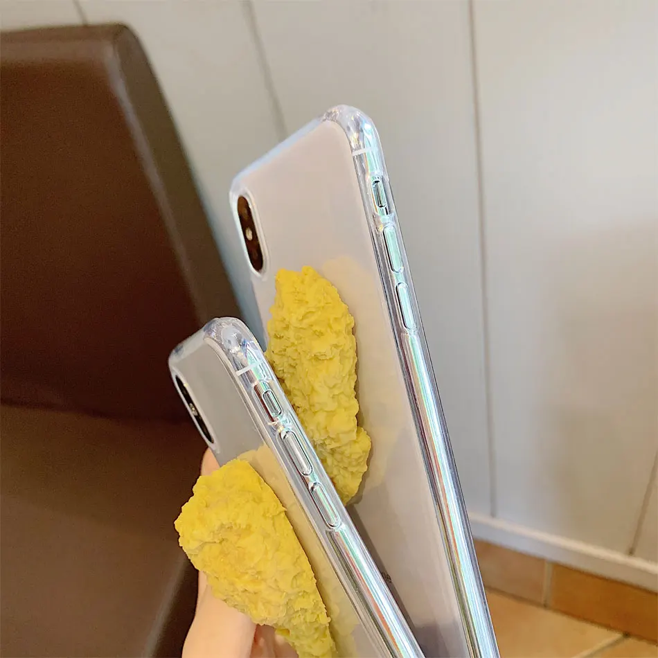 3D имитация забавной вкусной еды курица чехол для телефона s Чехол для iPhone 7 11 Pro 6S 7 8 Прозрачный чехол для телефона X XR XS Max
