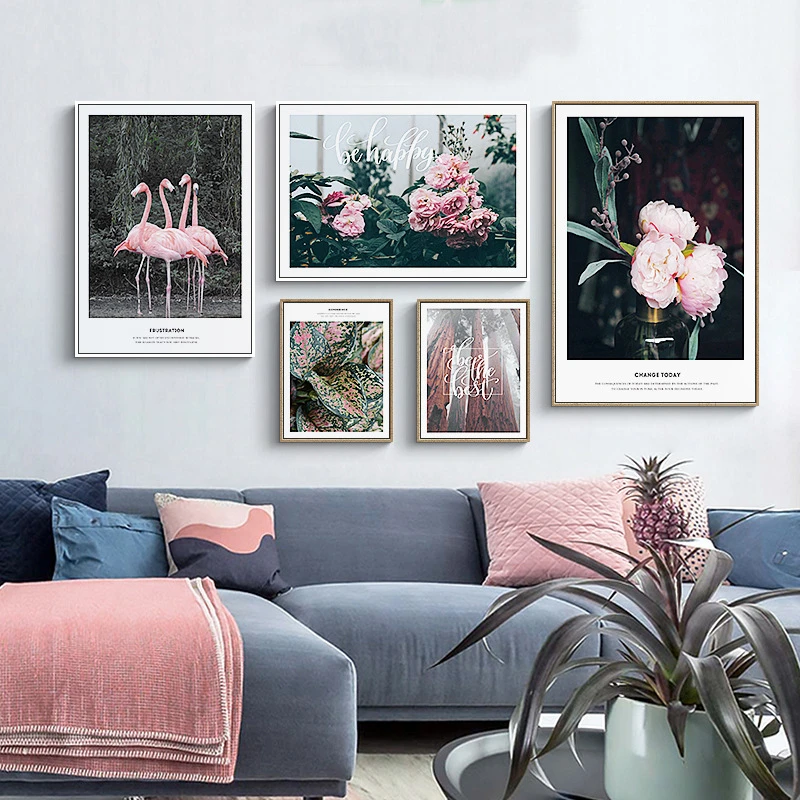 Скандинавский Фламинго розовый автомобиль мороженое шар роза цветок холст