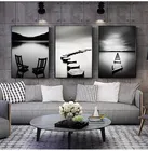 Картина на холсте с черно-белым пейзажем, плакаты с деревянным мостом, настенные художественные рисунки для гостиной, домашний декор